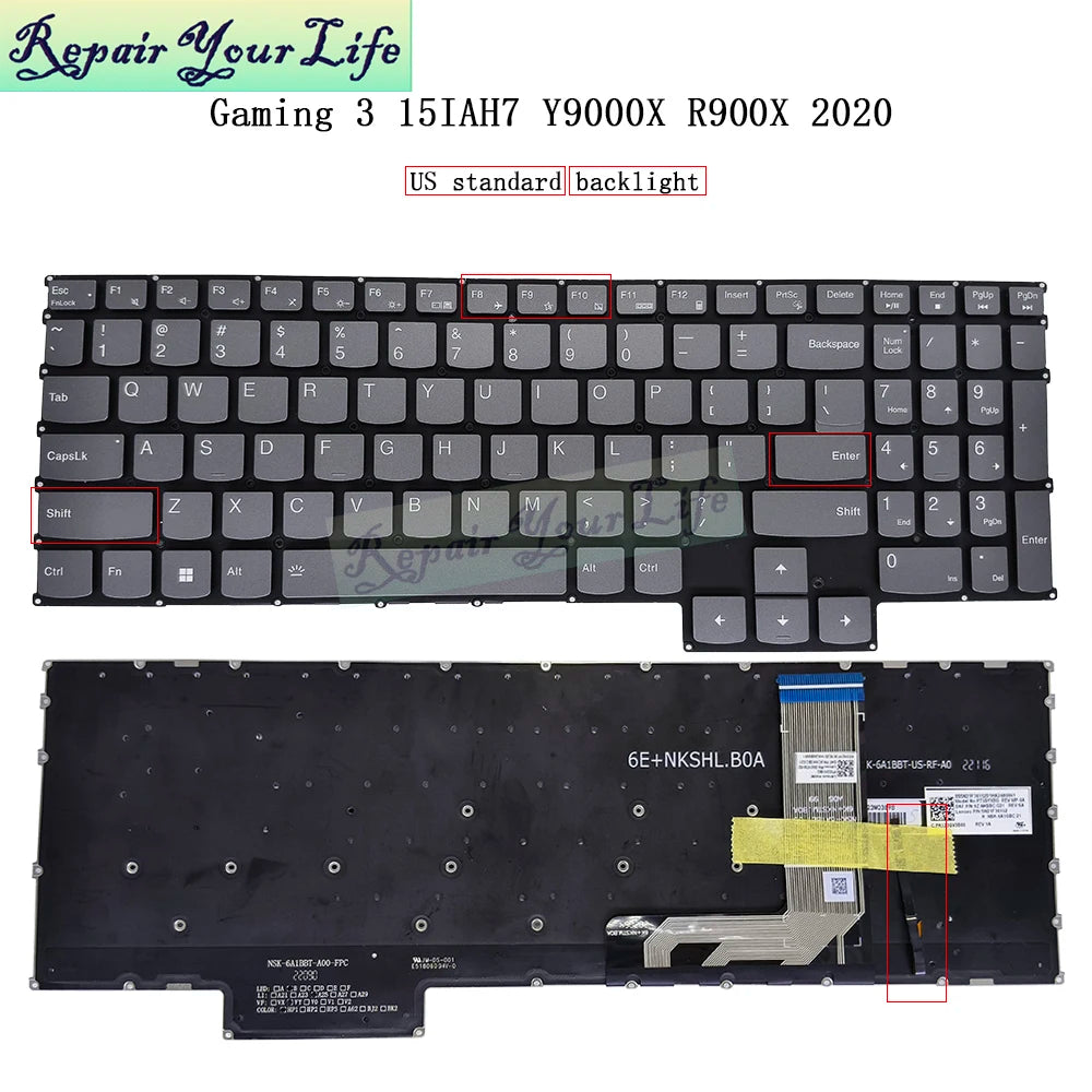 US Backlit Keyboard For Lenovo Ideapad Gaming 3 15IAH7 82S9 82UJ 3-15ARH7 82SB 82UK PT5SYXBG PT5SYXRGBG SN20H39024 RGB Backlight