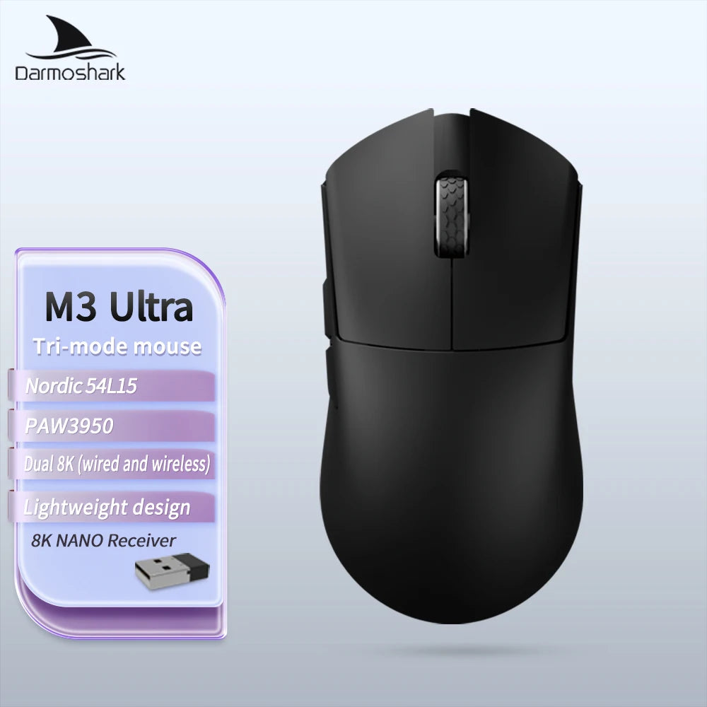 Darmoshark M3 Ultra Wireless Gaming Mouse PAW3950 30K Dual 8K Lightweight 2.4GHz BT/Wired Tri-Mode Game Esports Office Mouse
