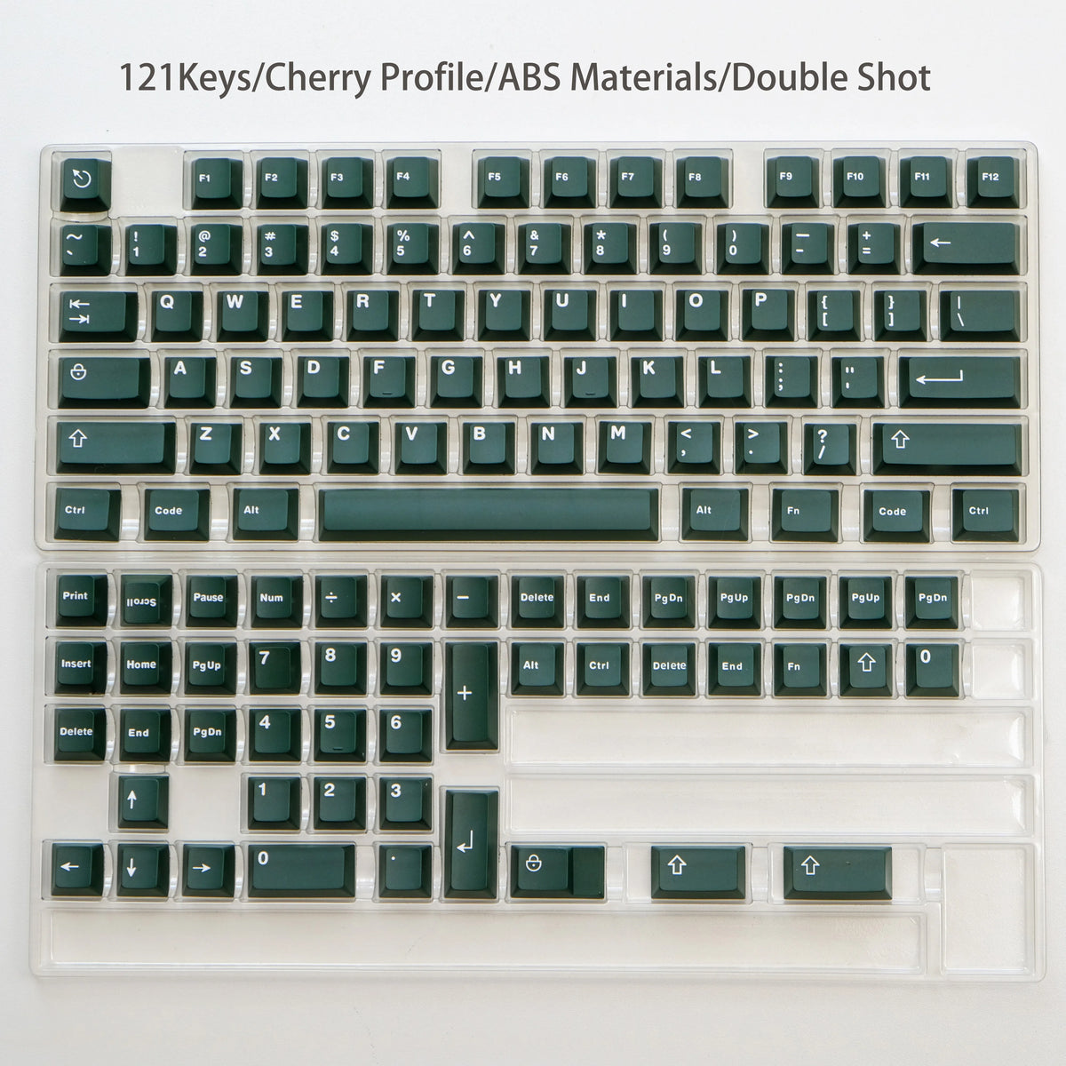 Ink Green PBT Double Shot Keycaps 132 Keys Cherry Profile Keyboard Keycaps for Cherry MX Switches Mechanical Gaming Keyboard