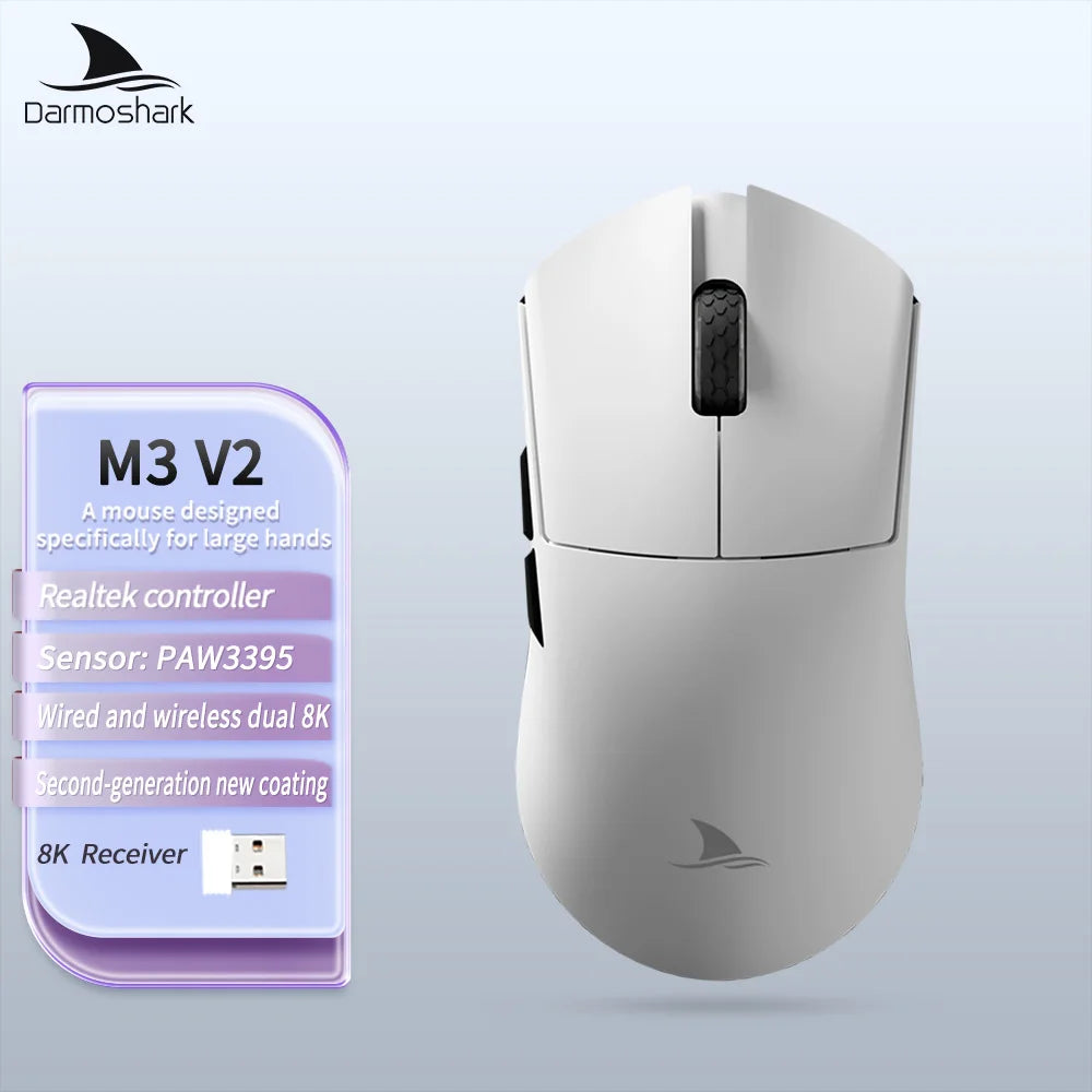 Darmoshark M3 Ultra Wireless Gaming Mouse PAW3950 30K Dual 8K Lightweight 2.4GHz BT/Wired Tri-Mode Game Esports Office Mouse