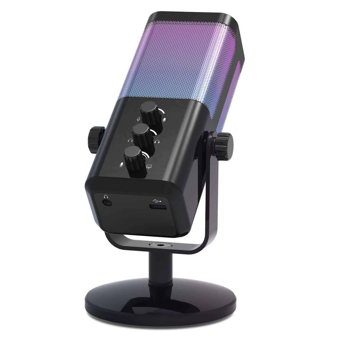 Pro USB Condenser Microphone for PC Gaming Streaming Live Recording K Song Mobile Phone with Volume RGB Lights Touch Mute Button