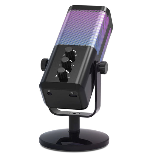 Pro USB Condenser Microphone for PC Gaming Streaming Live Recording K Song Mobile Phone with Volume RGB Lights Touch Mute Button