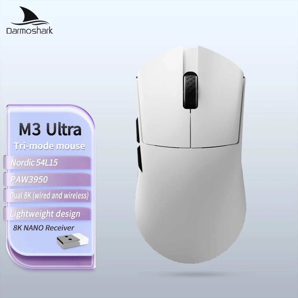 Darmoshark M3 Ultra Wireless Gaming Mouse PAW3950 30K Dual 8K Lightweight 2.4GHz BT/Wired Tri-Mode Game Esports Office Mouse