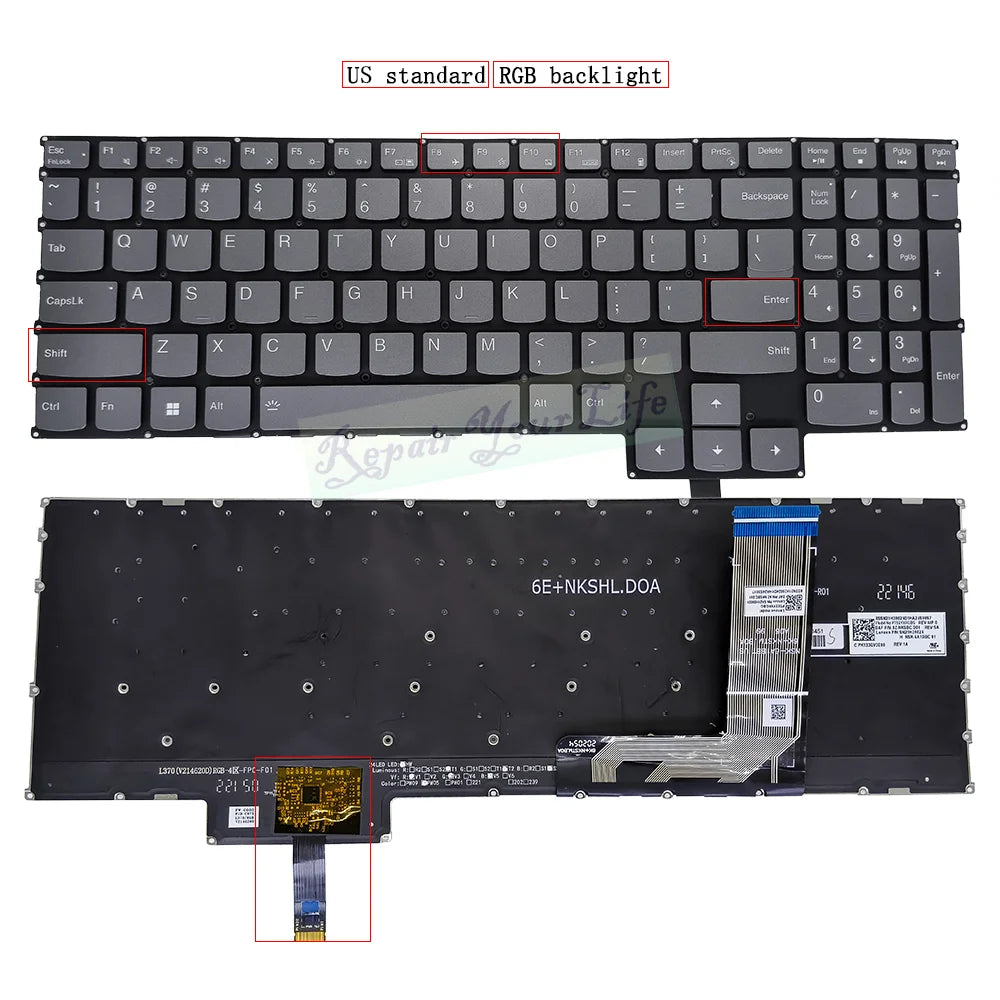 US Backlit Keyboard For Lenovo Ideapad Gaming 3 15IAH7 82S9 82UJ 3-15ARH7 82SB 82UK PT5SYXBG PT5SYXRGBG SN20H39024 RGB Backlight