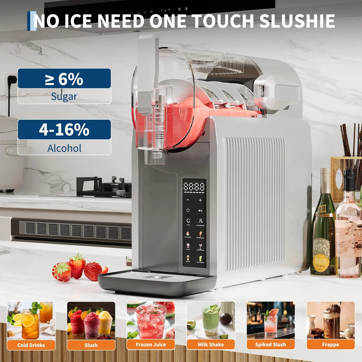 No Ice Needed Slushie Machine, 68Oz Frozen Drink Maker With 6 Preset Programs, LED Display, Auto-Clean For Margaritas