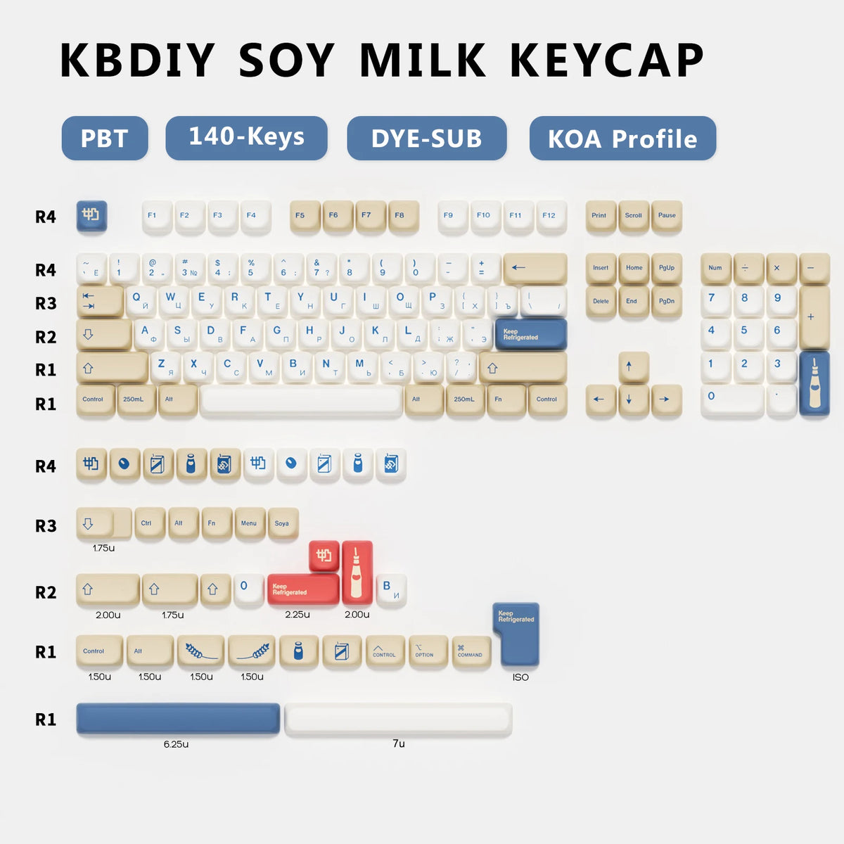 KBDiy GMK Soymilk Keycaps Retro KOA Profile PBT Keycap For Aula F75 F99 F87 Pro Mad 60he 68he Key Cap Gaming Mechanical Keyboard