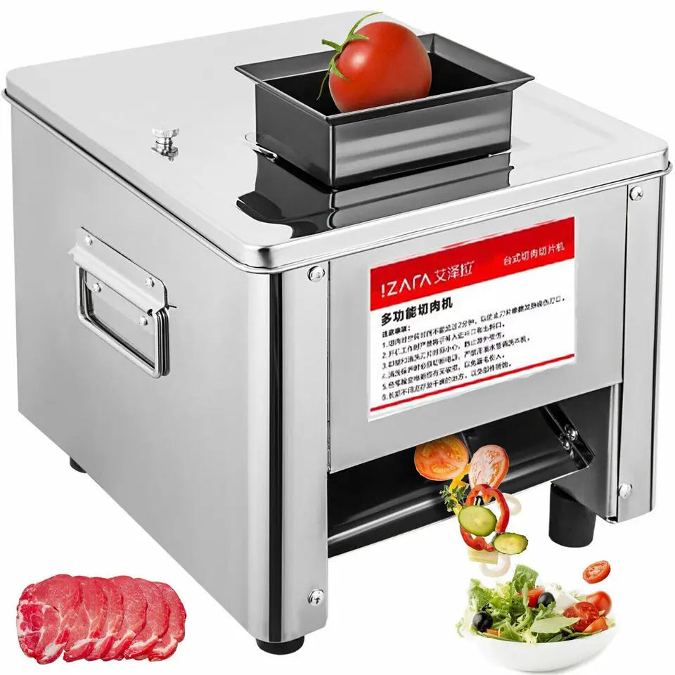 Commercial 850W Stainless Steel Electric Meat Slicer Household Meat Grinder Automatic Fish Vegetable Cutter Fillet Shredded Cut