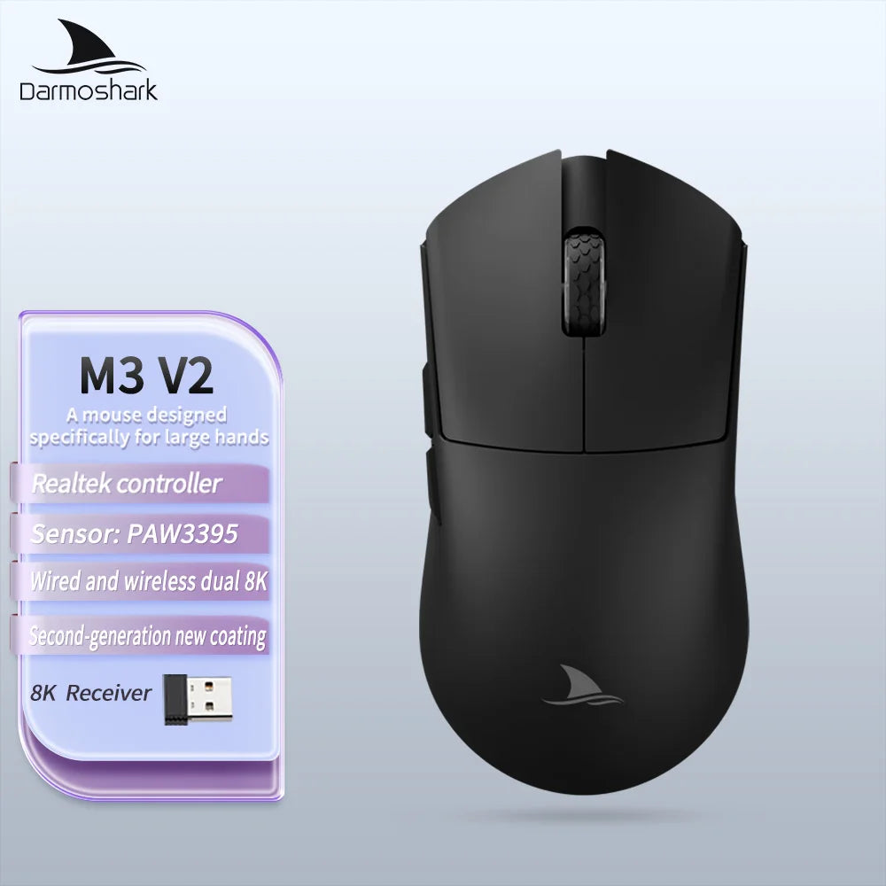 Darmoshark M3 Ultra Wireless Gaming Mouse PAW3950 30K Dual 8K Lightweight 2.4GHz BT/Wired Tri-Mode Game Esports Office Mouse