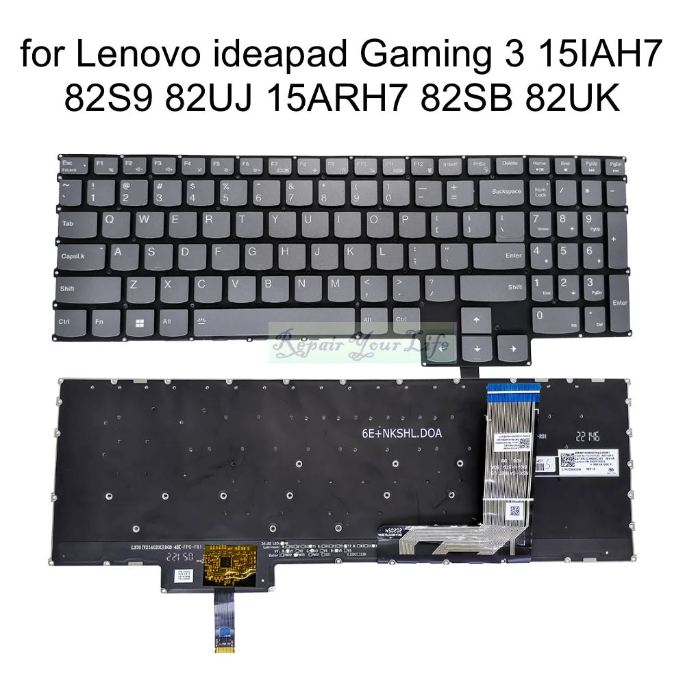 US Backlit Keyboard For Lenovo Ideapad Gaming 3 15IAH7 82S9 82UJ 3-15ARH7 82SB 82UK PT5SYXBG PT5SYXRGBG SN20H39024 RGB Backlight