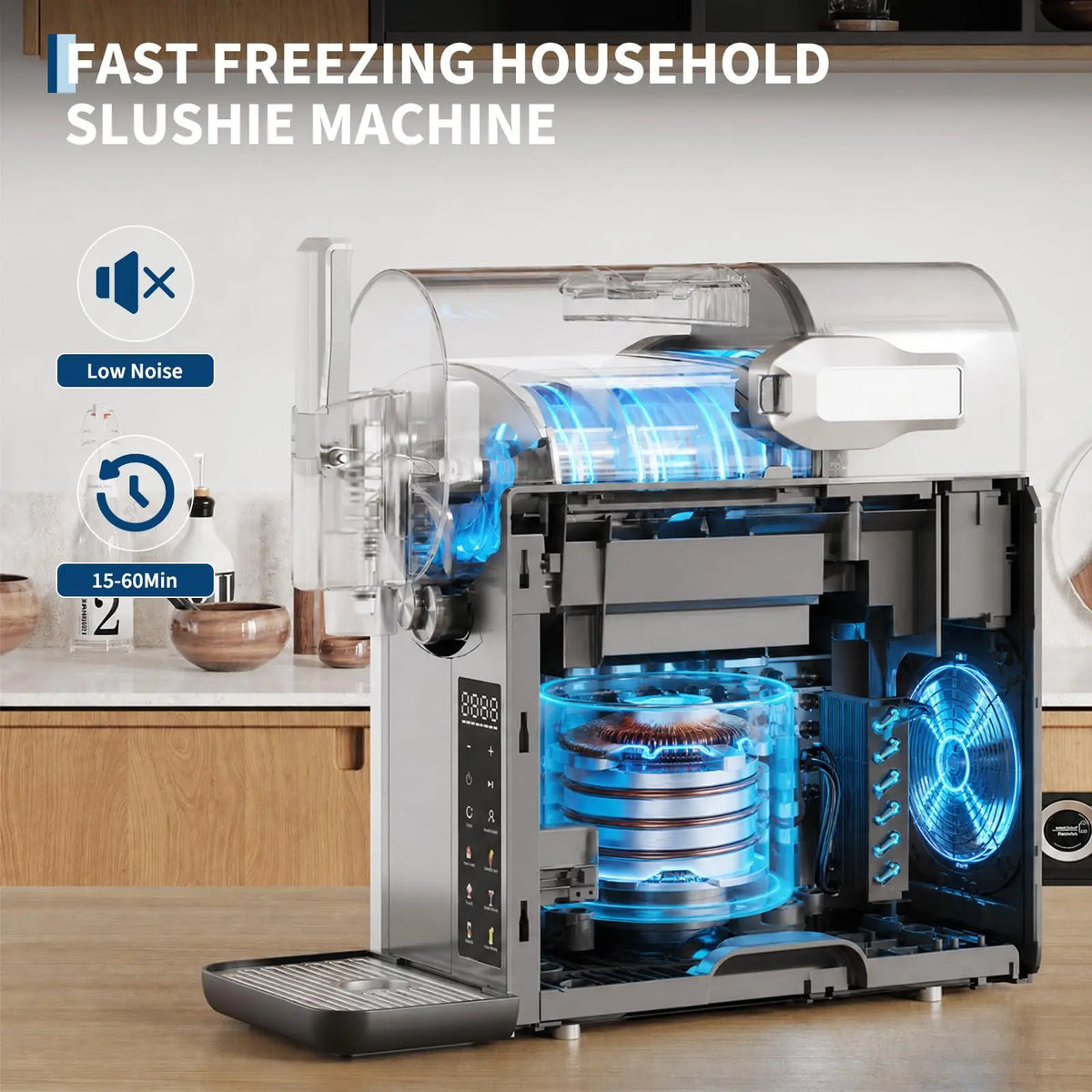 No Ice Needed Slushie Machine, 68Oz Frozen Drink Maker With 6 Preset Programs, LED Display, Auto-Clean For Margaritas