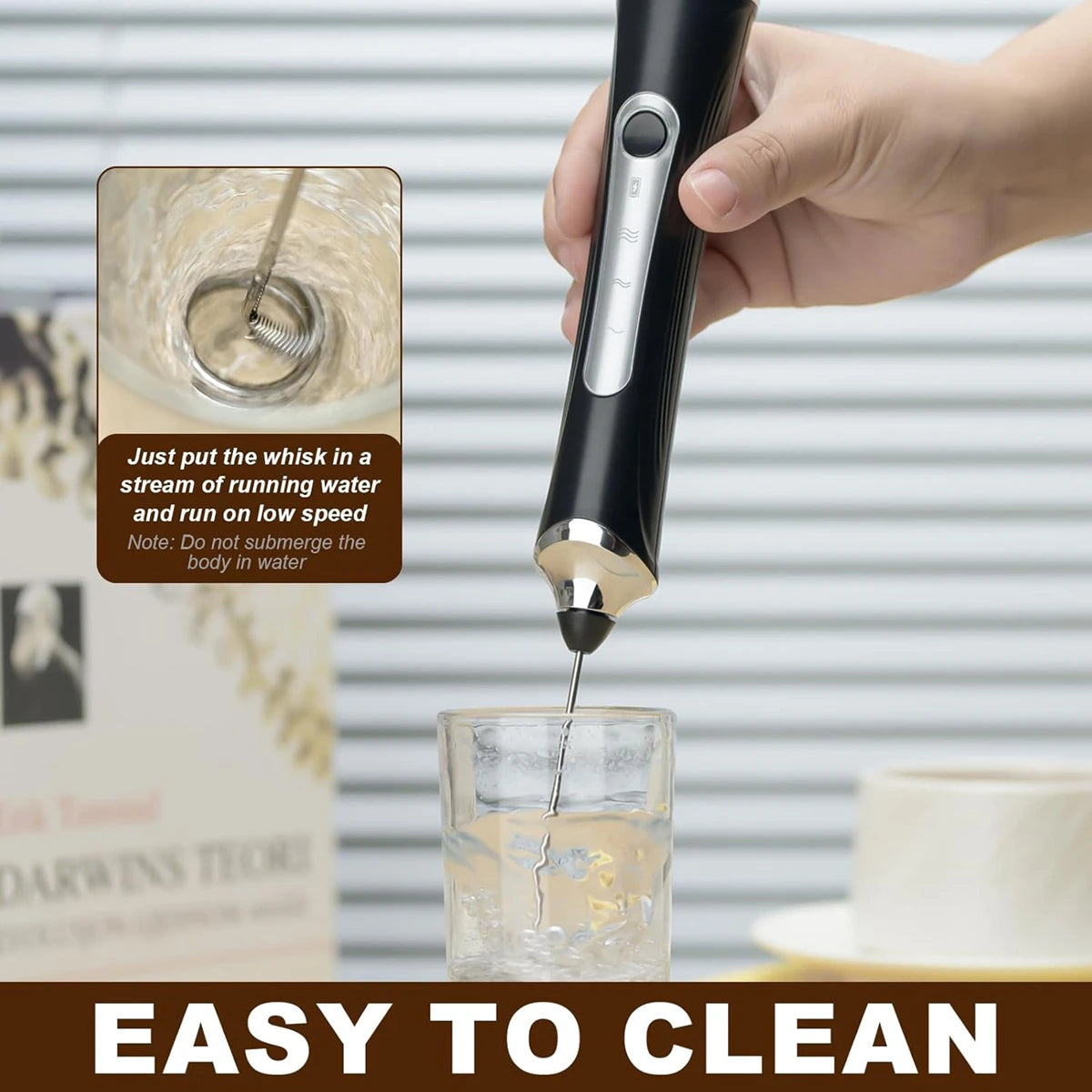 Handheld Milk Coffee Frother Rechargeable Electric Whisk Drink Mixer For Latte Cappuccino Hot Chocolate Egg Kitchen Whisk Gadget