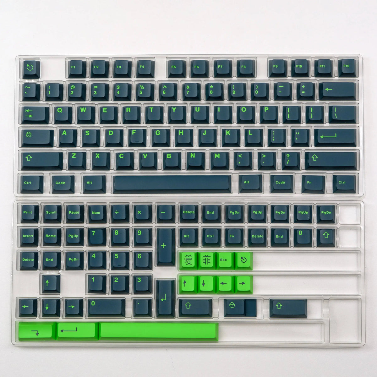 Ink Green PBT Double Shot Keycaps 132 Keys Cherry Profile Keyboard Keycaps for Cherry MX Switches Mechanical Gaming Keyboard