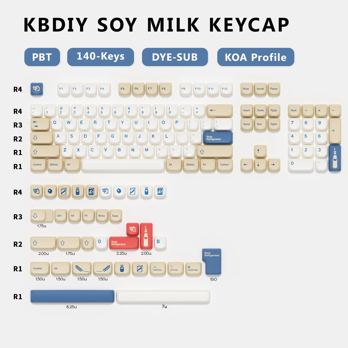 KBDiy GMK Soymilk Keycaps Retro KOA Profile PBT Keycap For Aula F75 F99 F87 Pro Mad 60he 68he Key Cap Gaming Mechanical Keyboard