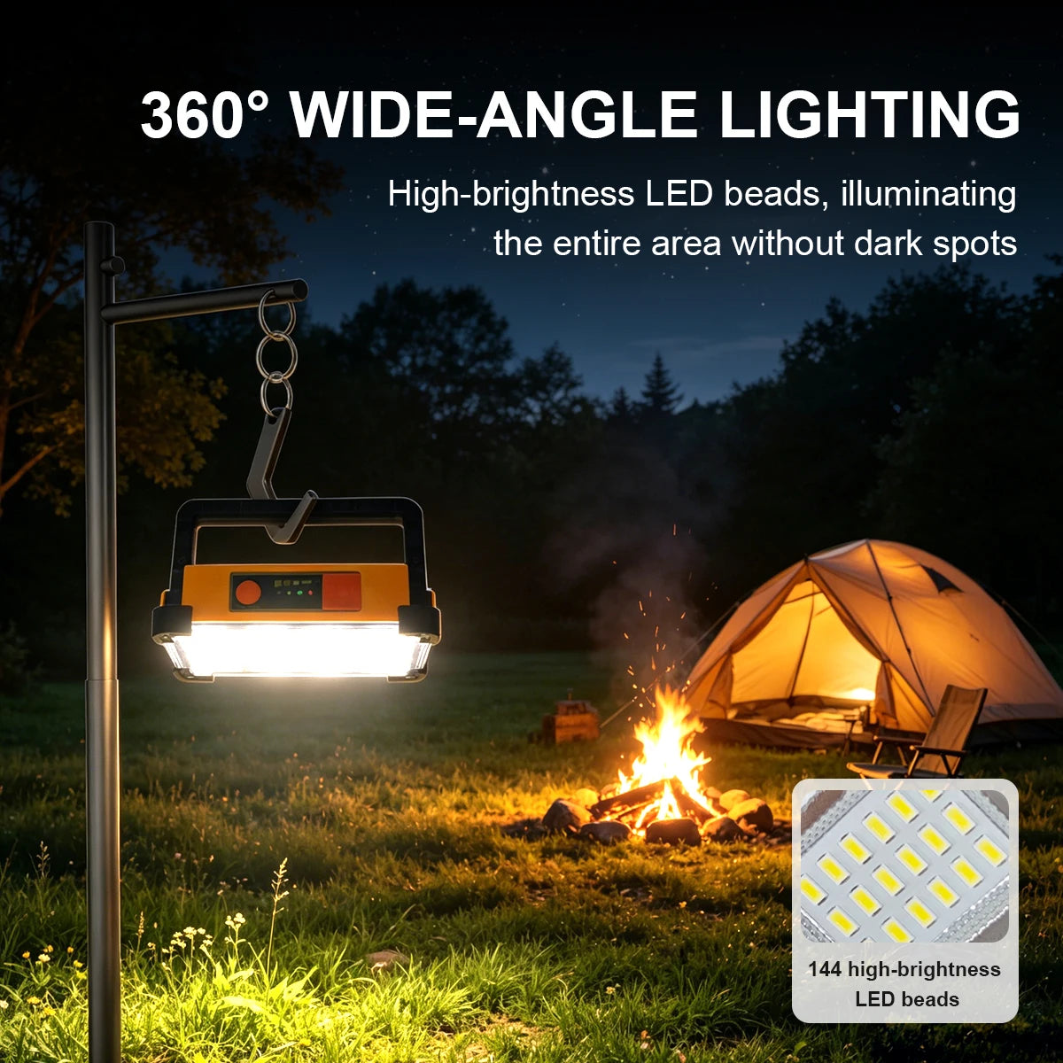 2 Pack/1Pack Rechargeable LED Solar Work Light，Portable Floodlight with 3600mAh Battery, Ideal for Camping, Emergency Power