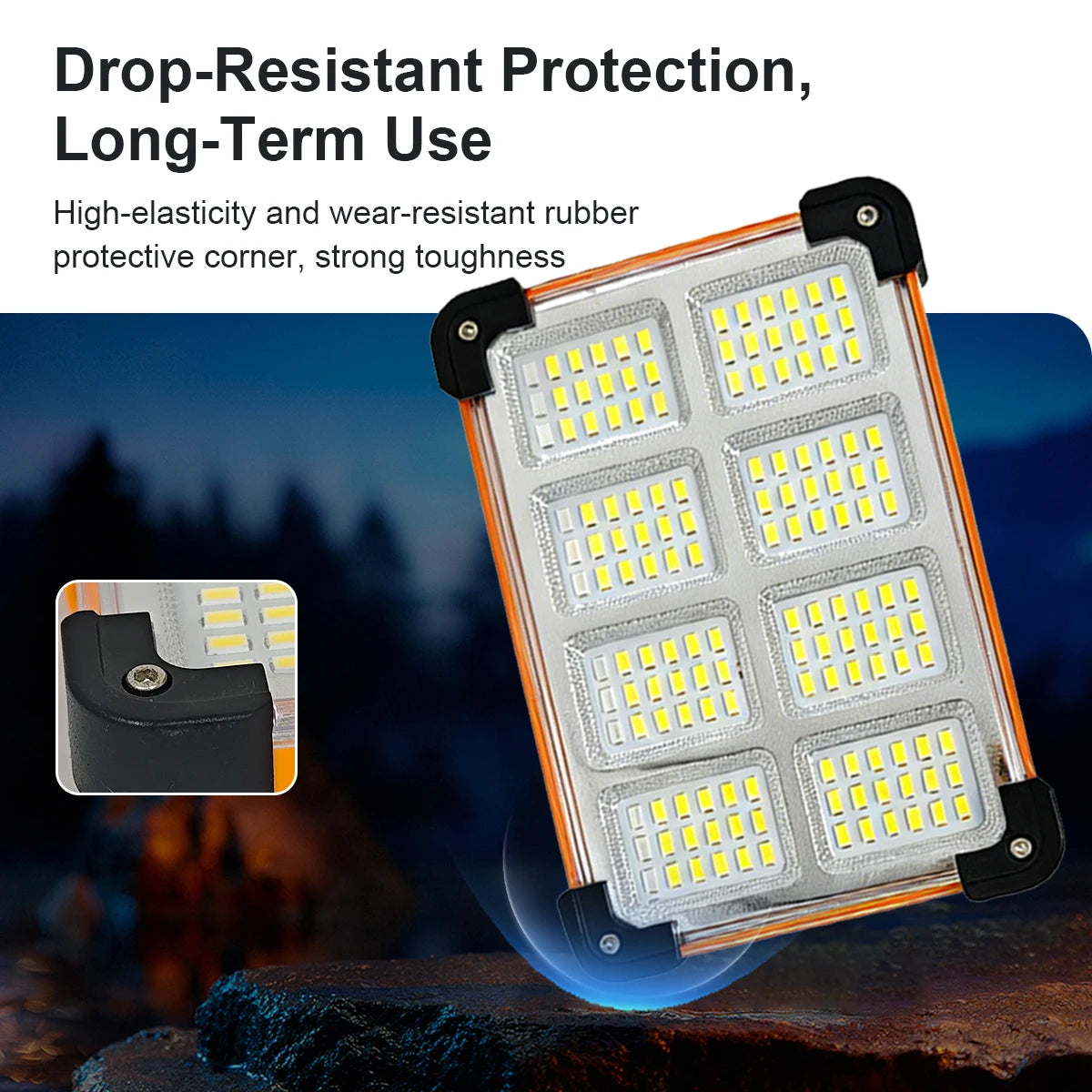 2 Pack/1Pack Rechargeable LED Solar Work Light，Portable Floodlight with 3600mAh Battery, Ideal for Camping, Emergency Power